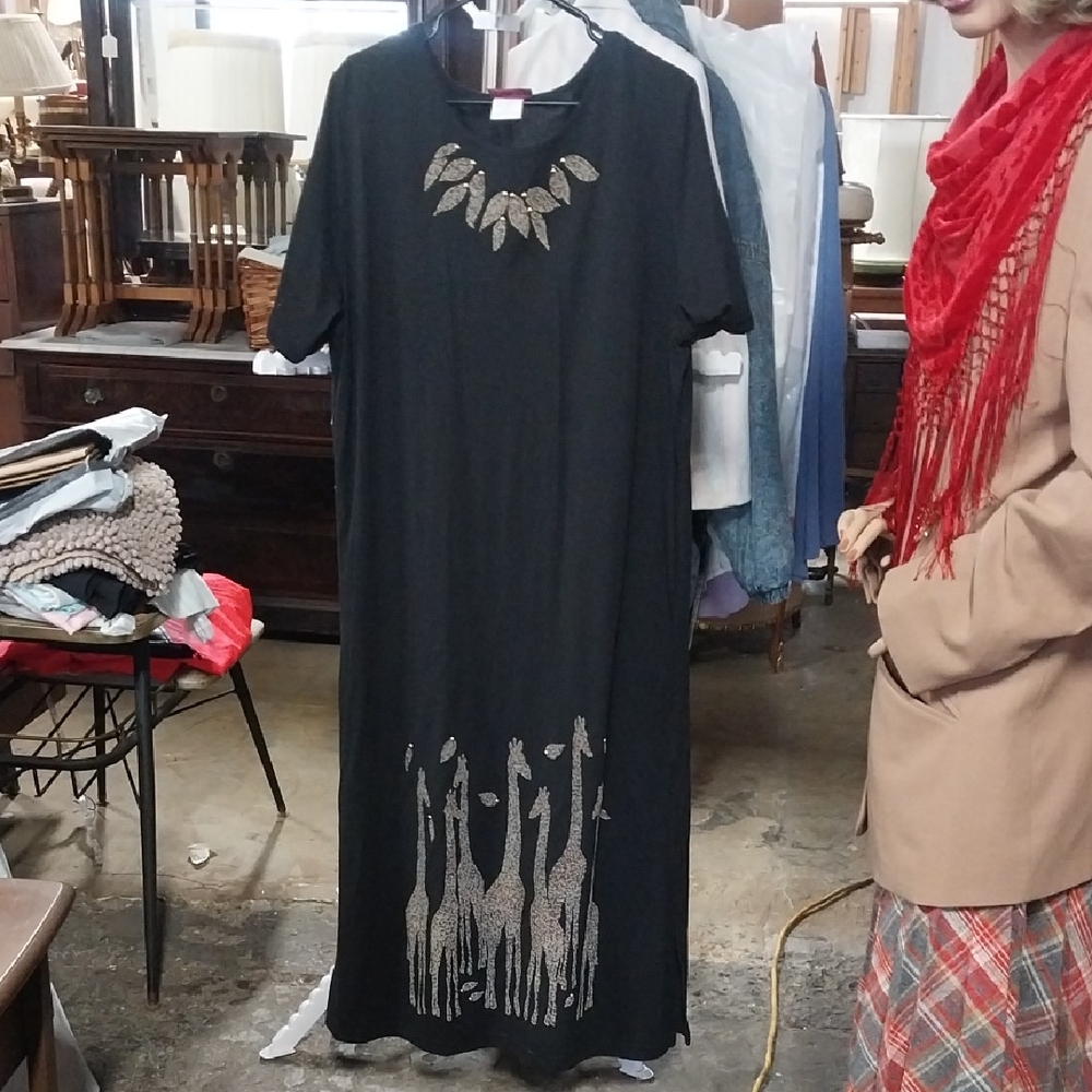 P.G.B. Black Giraffe Print Maxi Dress